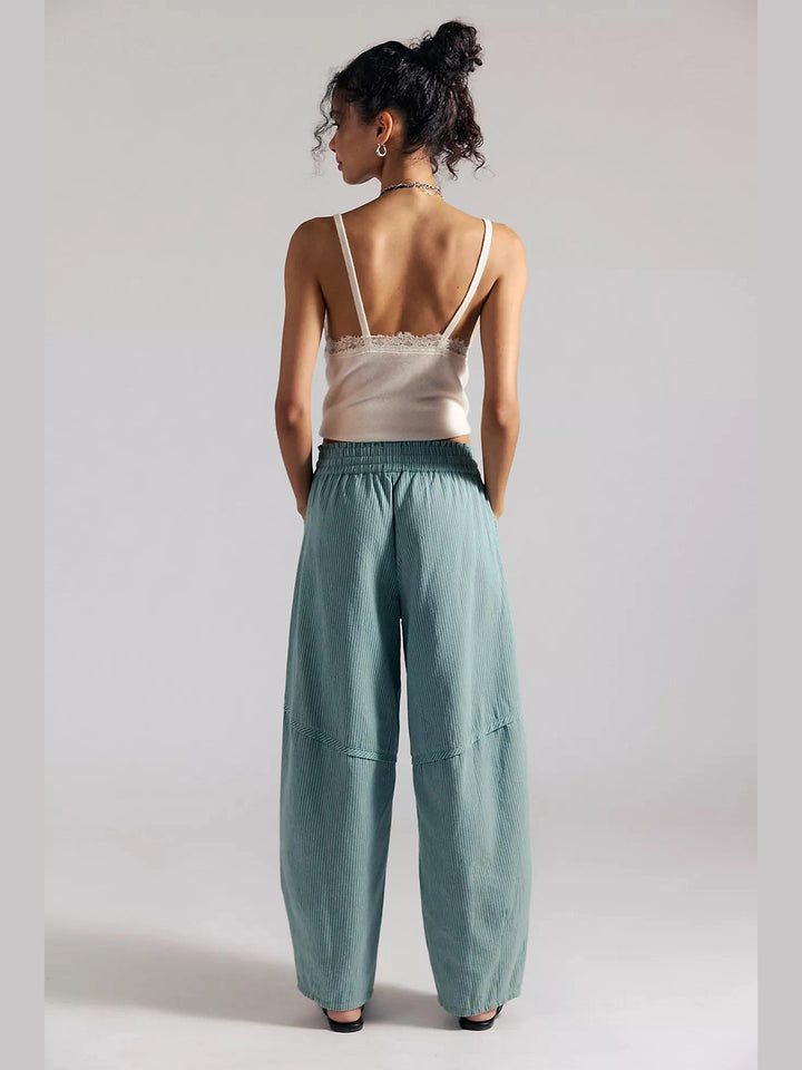 Something Good Pull-On Barrel Pants - Blue Trellis/Nilla Cream
