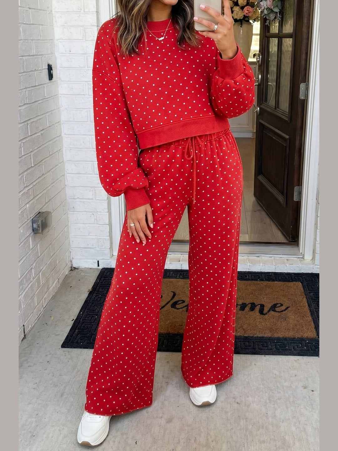 Polka Dot Shift Drawstring Pants Set