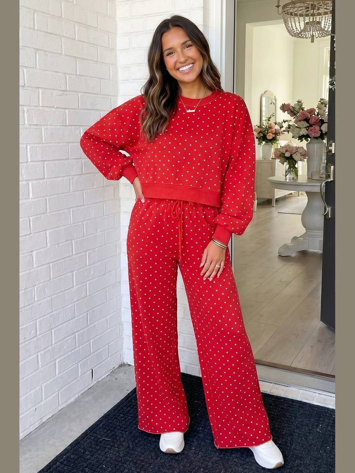Polka Dot Shift Drawstring Pants Set