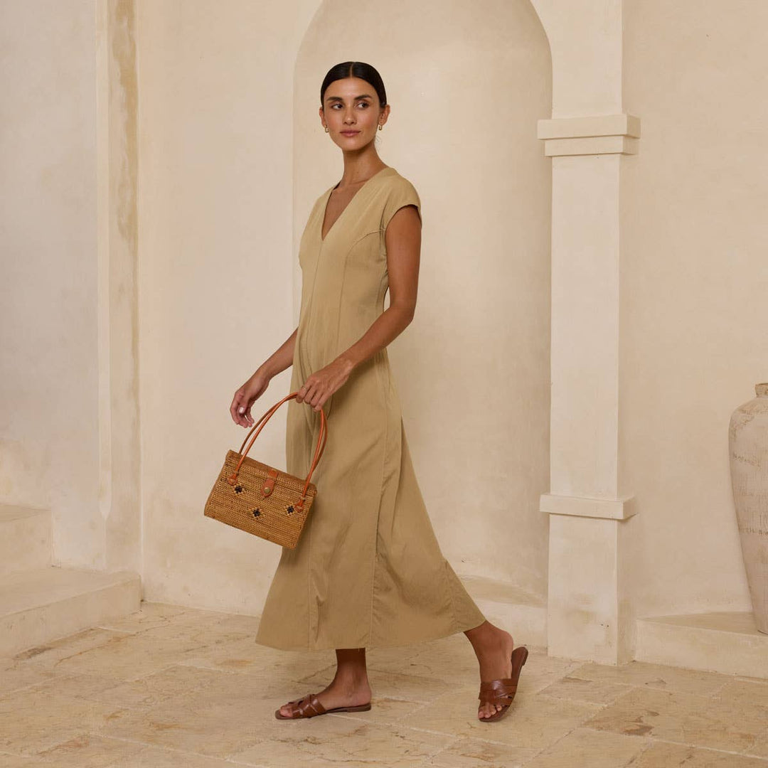 Ata Vine Rattan Box Handbag with Diamond Pattern