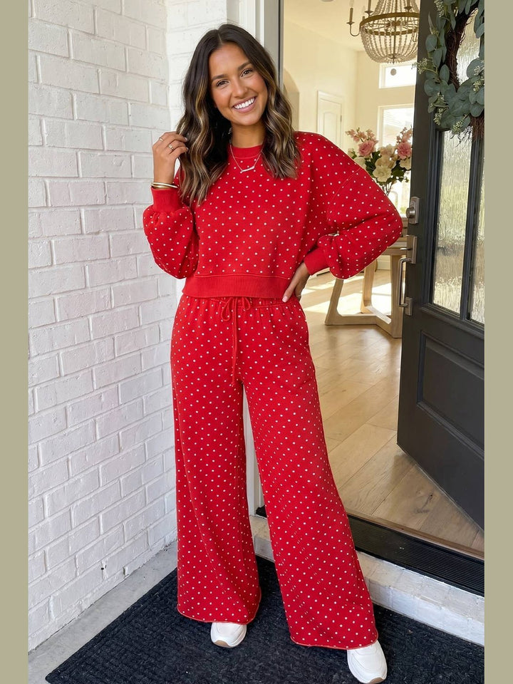 Polka Dot Shift Drawstring Pants Set