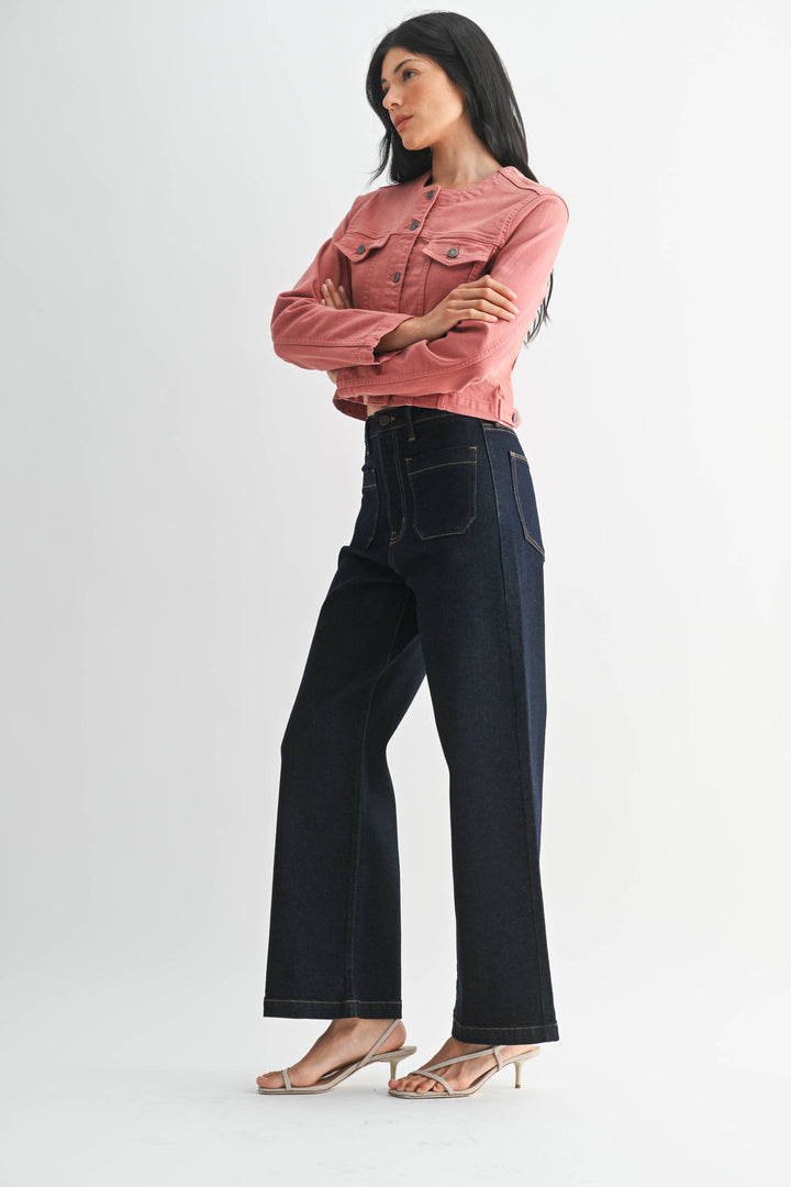 Just Black Denim Patch Pocket Wide Leg - Dark Denim