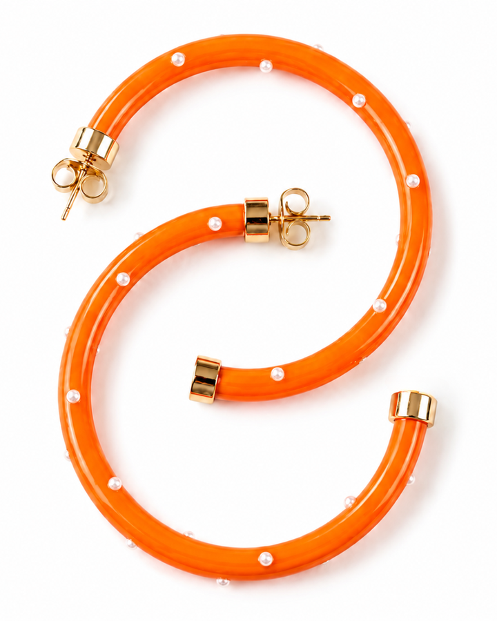 Orange Pearl 2-Inch Lightweight Acrylic Hoop Earrings