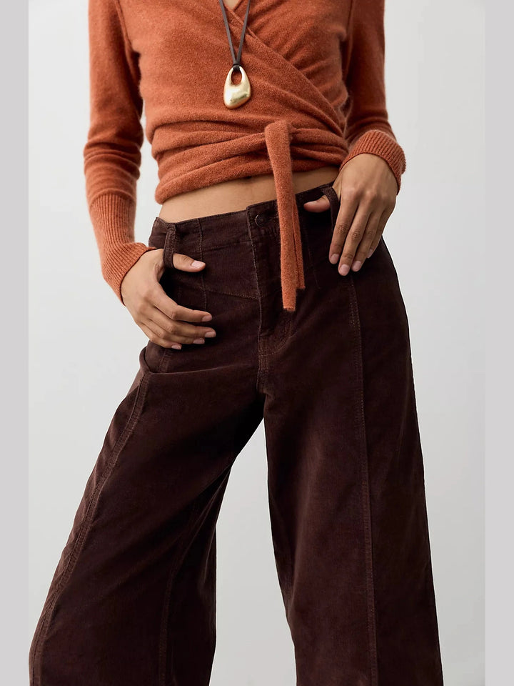 Free People Libre Wide Leg Cord- Shopping Bag Brown