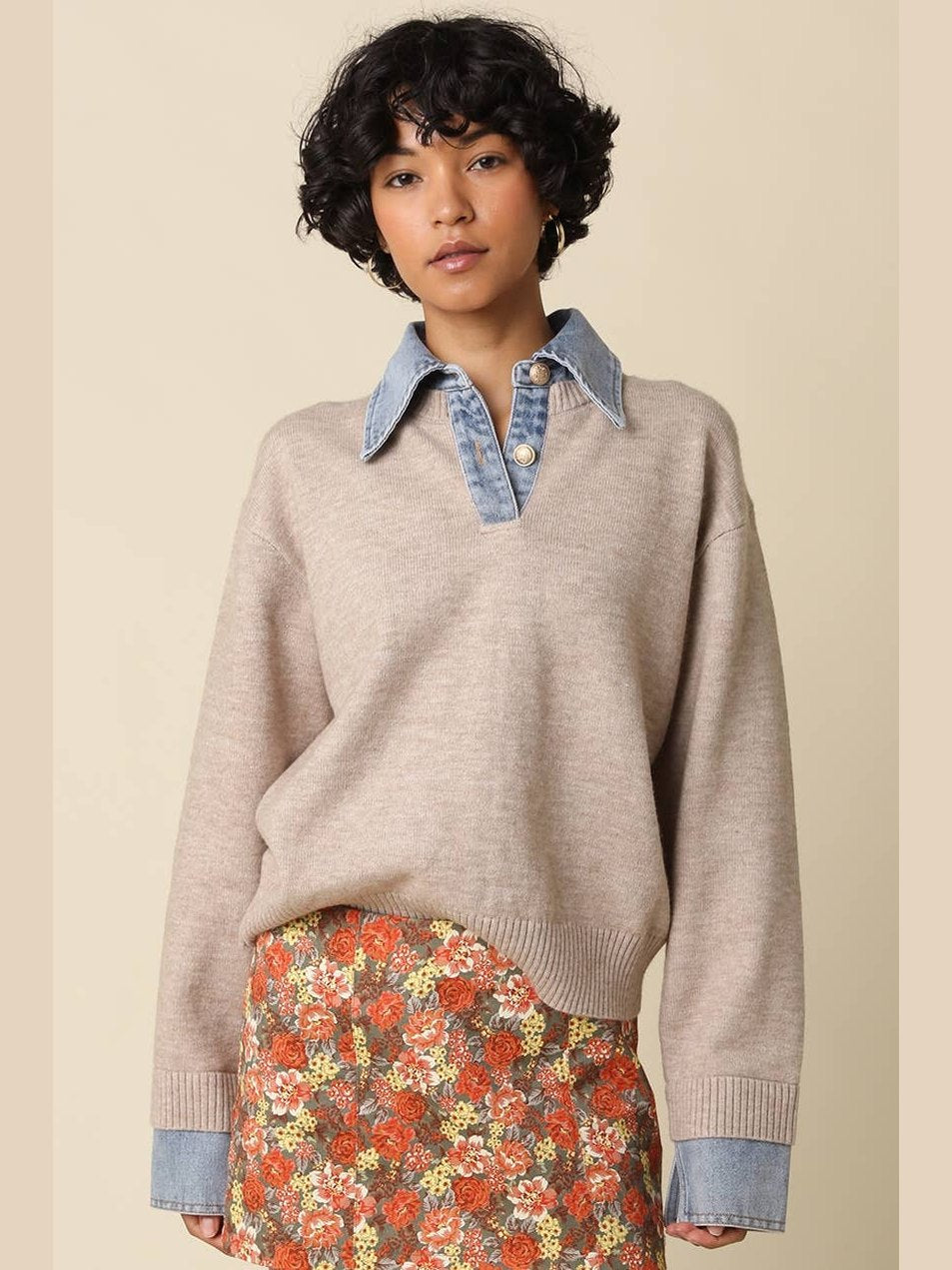 Emely Contrast Knit Top