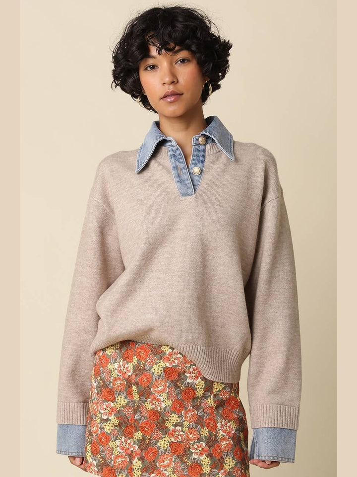Emely Contrast Knit Top