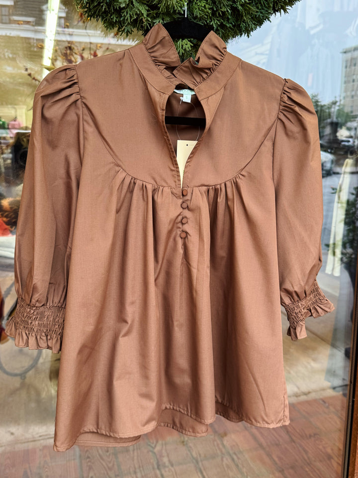 Jade Ruffle Button Blouse