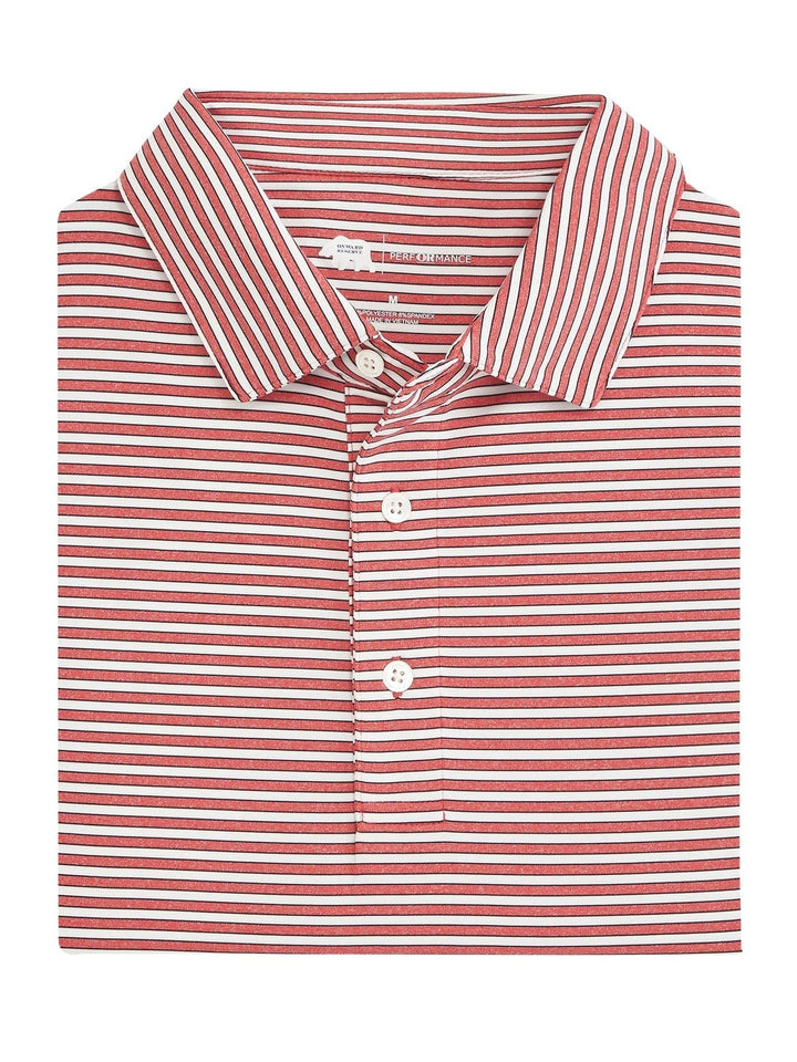 Onward Reserve Mulligan Stripe Performance Polo - Heather Red