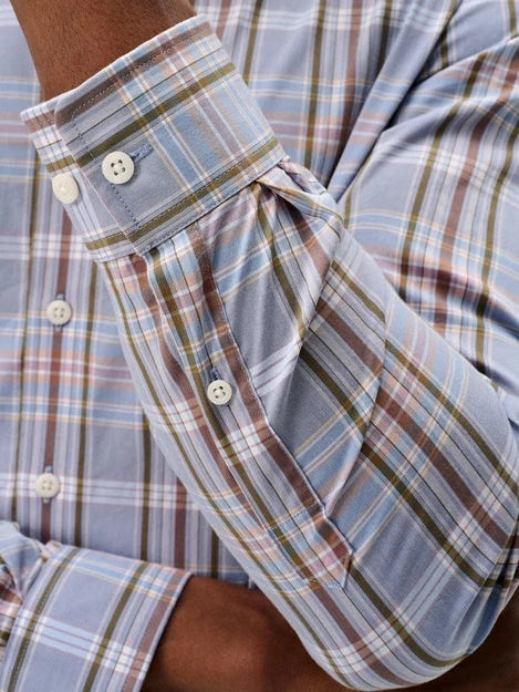 Natural Performance Button Down Shirt - Potomac Plaid - Bluestone