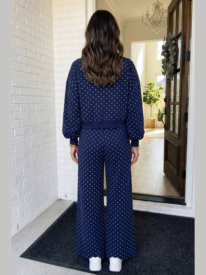 Polka Dot Shift Drawstring Pants Set