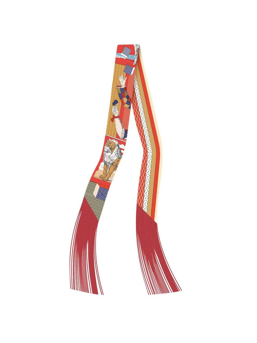 Frilly Scarf with Fringe - Red