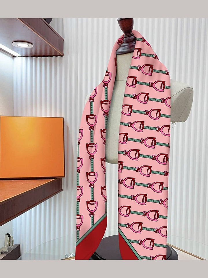 Pink Please Chain Lock Satin Scarf