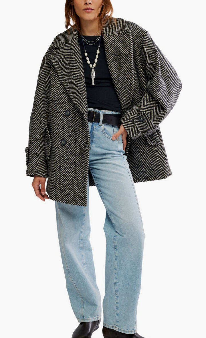 Free People Ari Wool Peacoat - Black