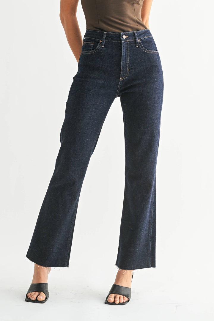 Just Black Denim Cropped Flare- Dark Wash
