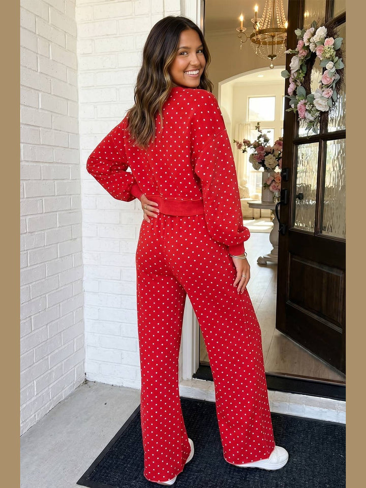 Polka Dot Shift Drawstring Pants Set