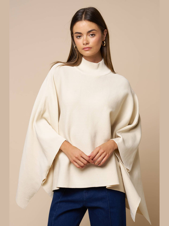 Mock Neck Poncho Sweater