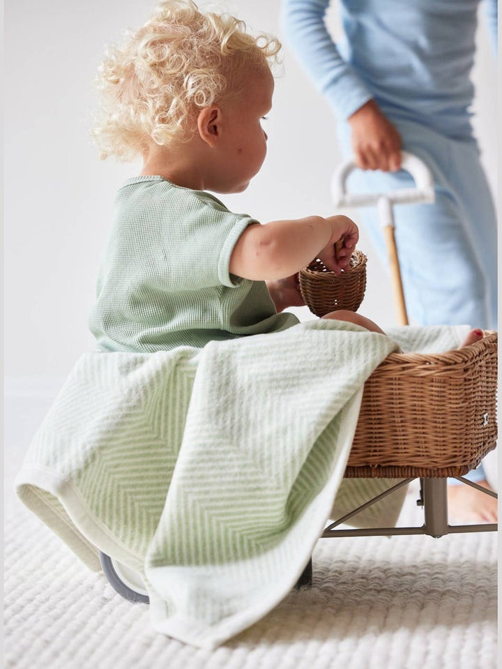 Harborview Herringbone Sprout Green Mini Blanket