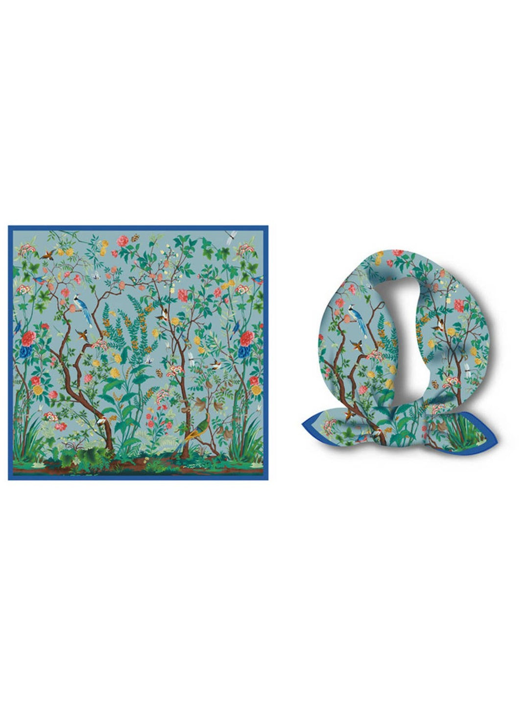 Chinoiserie Scene Faux Silk Scarf