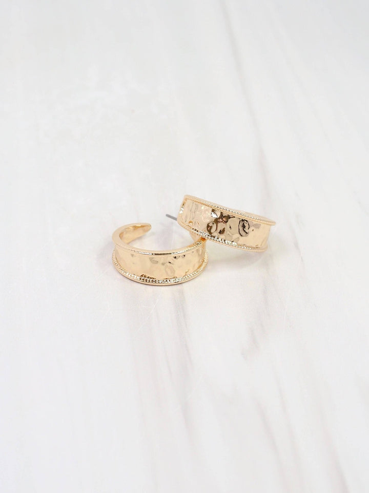 Cushing Hammered Hoop Earring- Gold