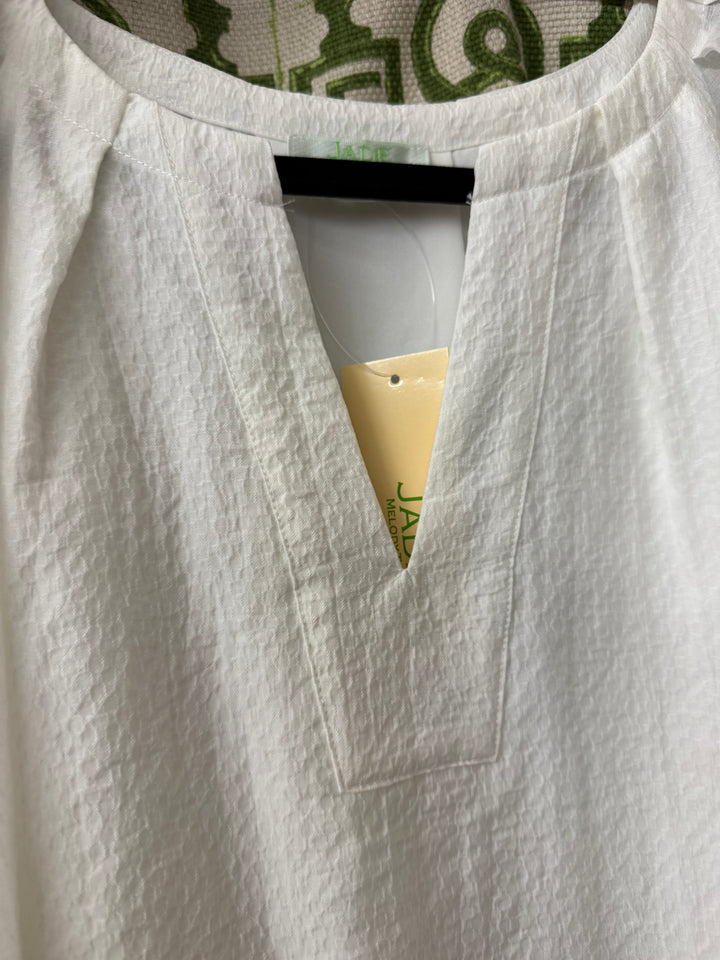 Jade White Peasant Top