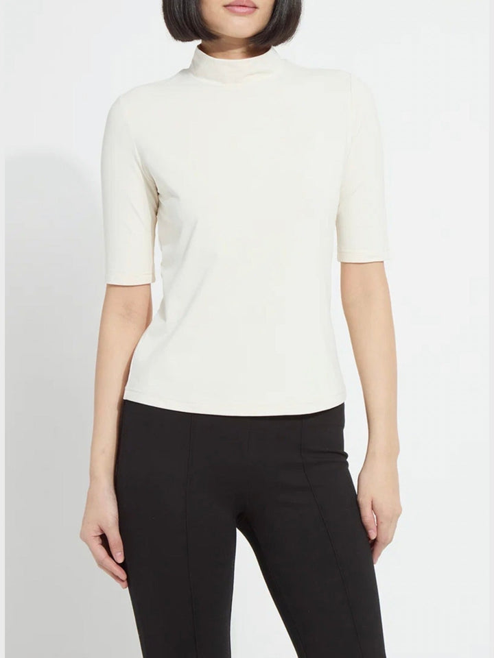 Clara Mockneck Elbow Sleeve Top - Macadamia