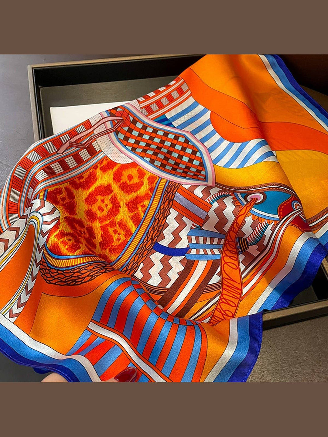 Vintage Print Silk Blend Scarf