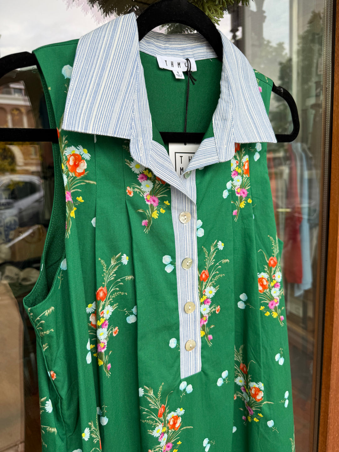 THML Green Sleeveless Floral Dress