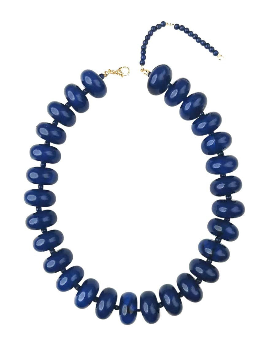 Bailey Chunky Beaded Necklace- Navy