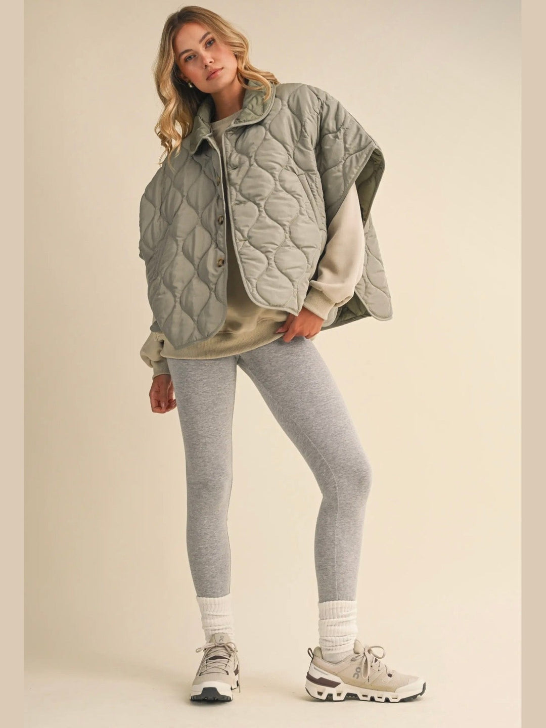 Poncho Quilted Oversized Vest