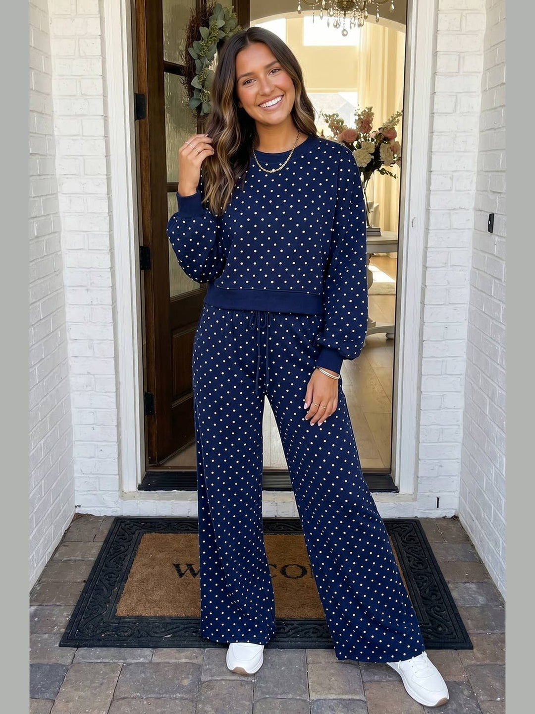 Polka Dot Shift Drawstring Pants Set