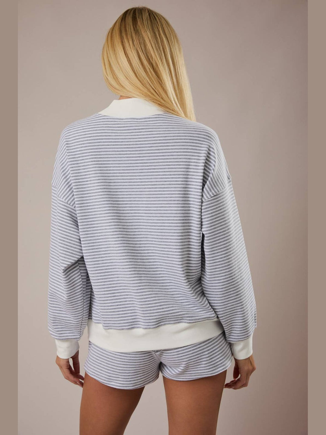 Mock Neck Stripe Sweatshirt