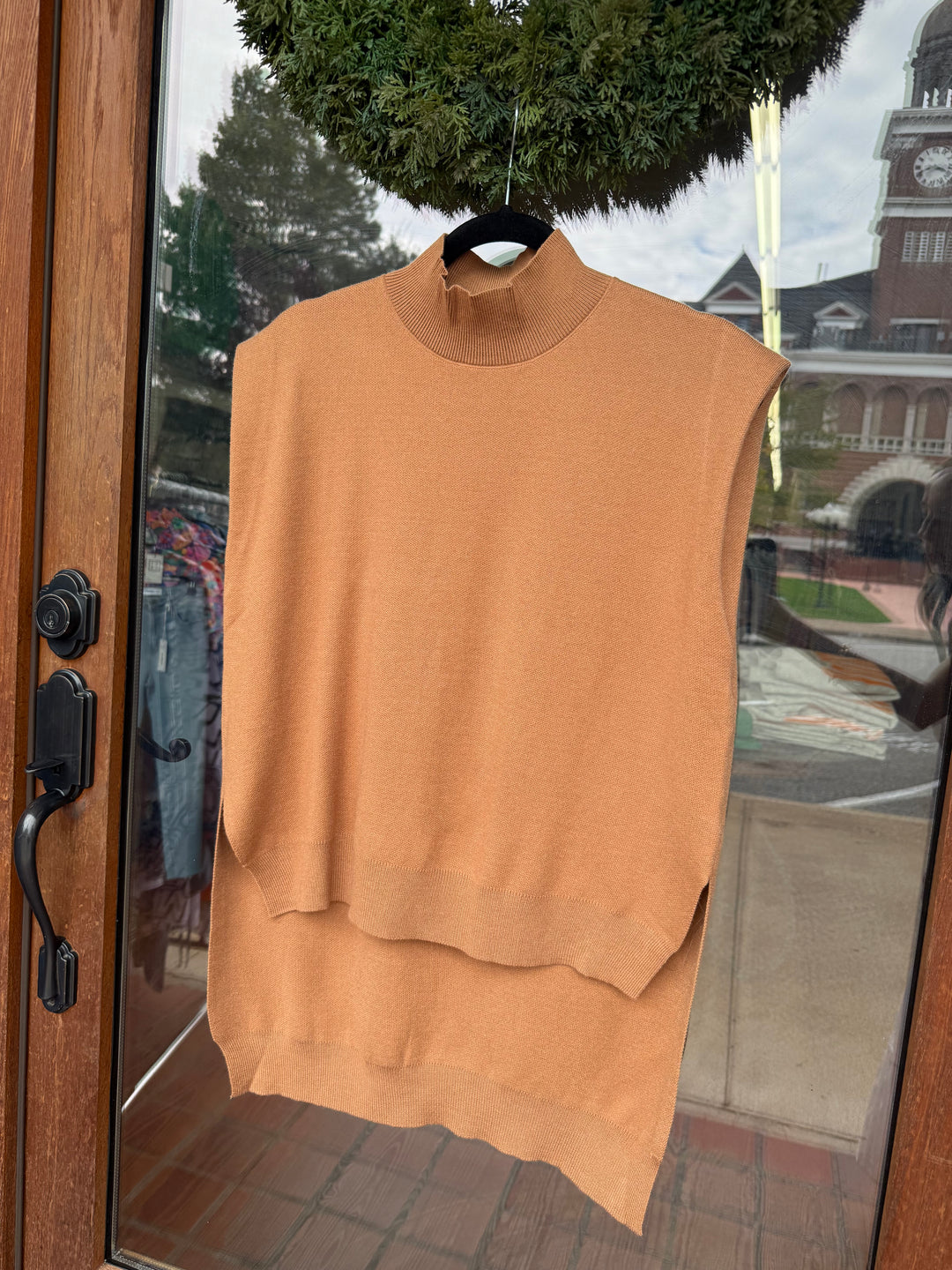 Entro Mock Neck Tunic Sweater- Camel
