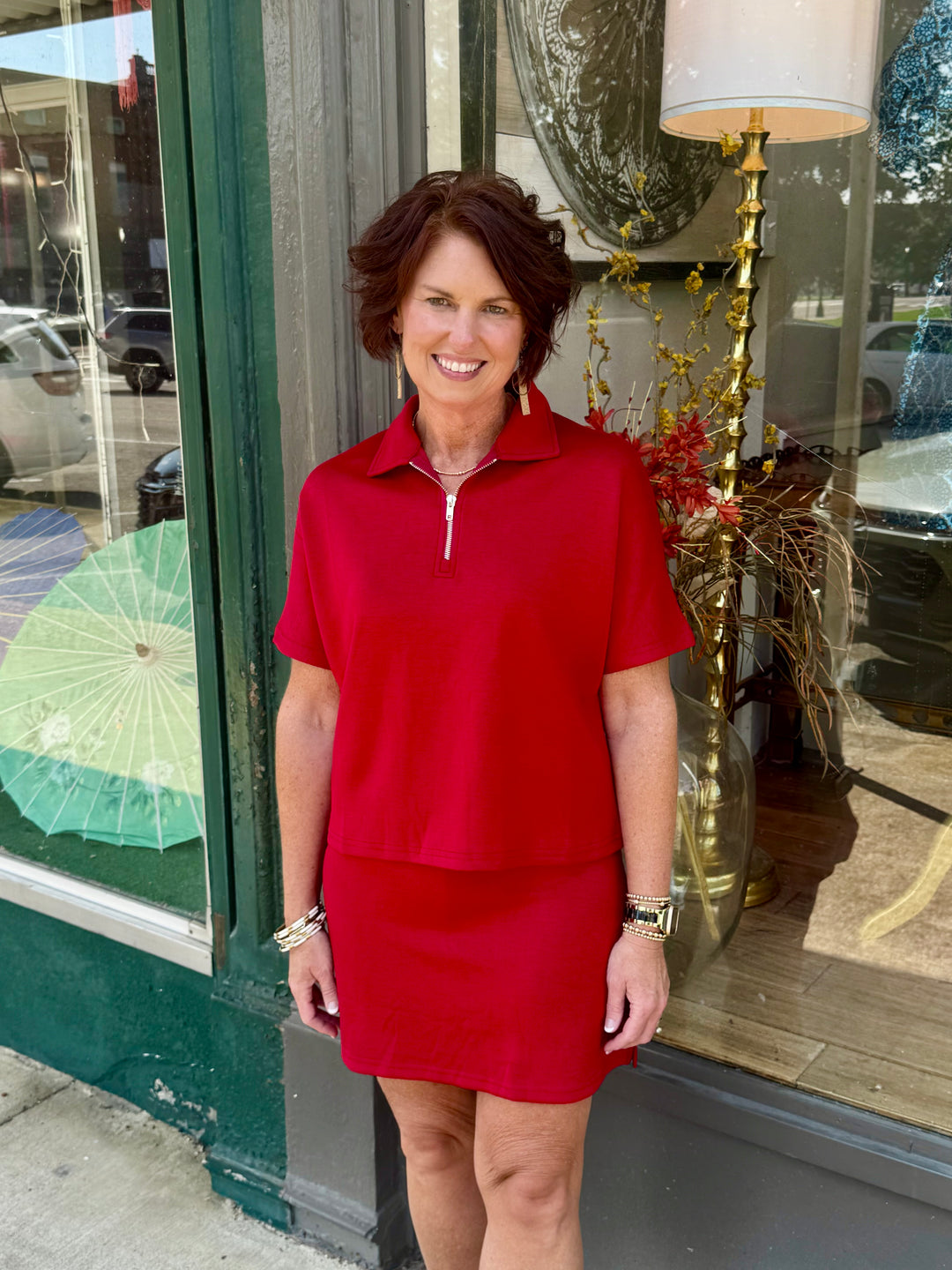Cherry Red Butter Modal Skort Set