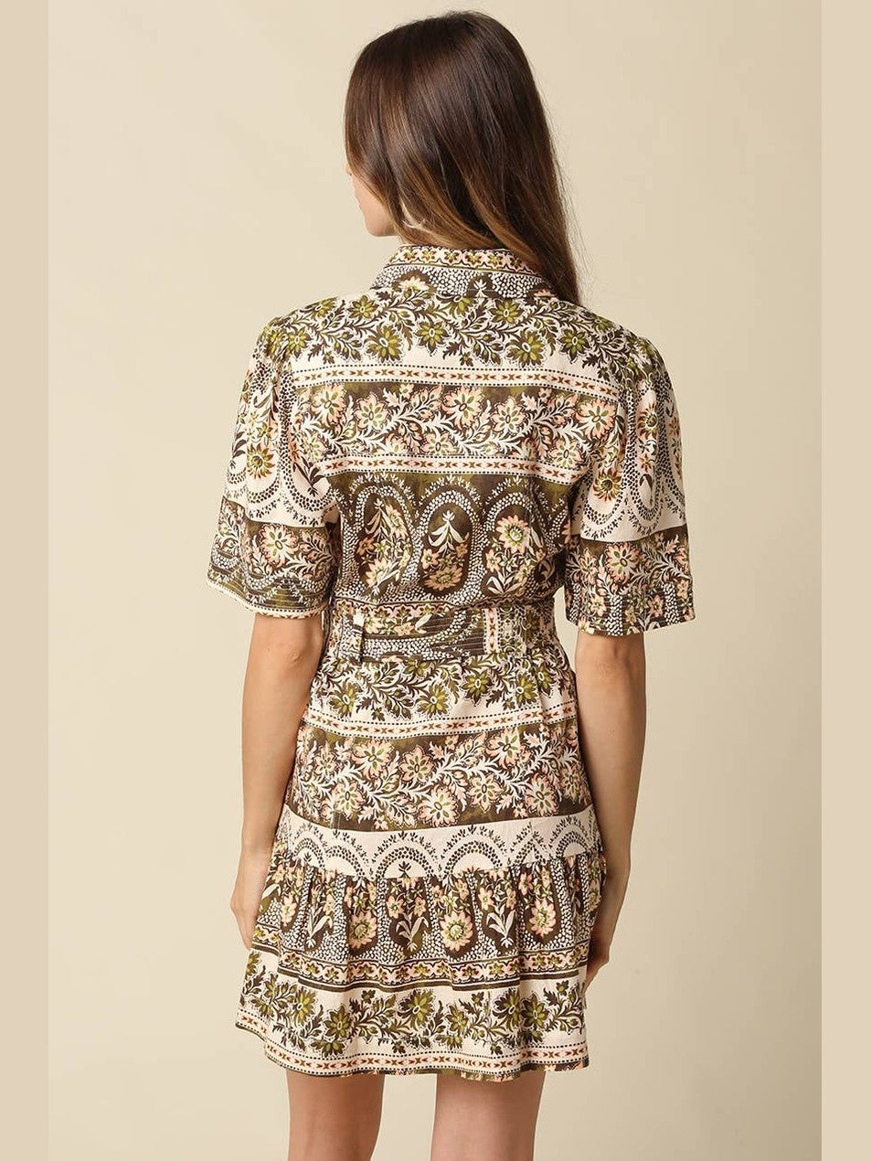 Paisley Print Belted Mini Dress