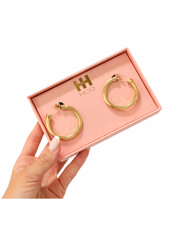Brushed Gold Lightweight Hoop Earrings