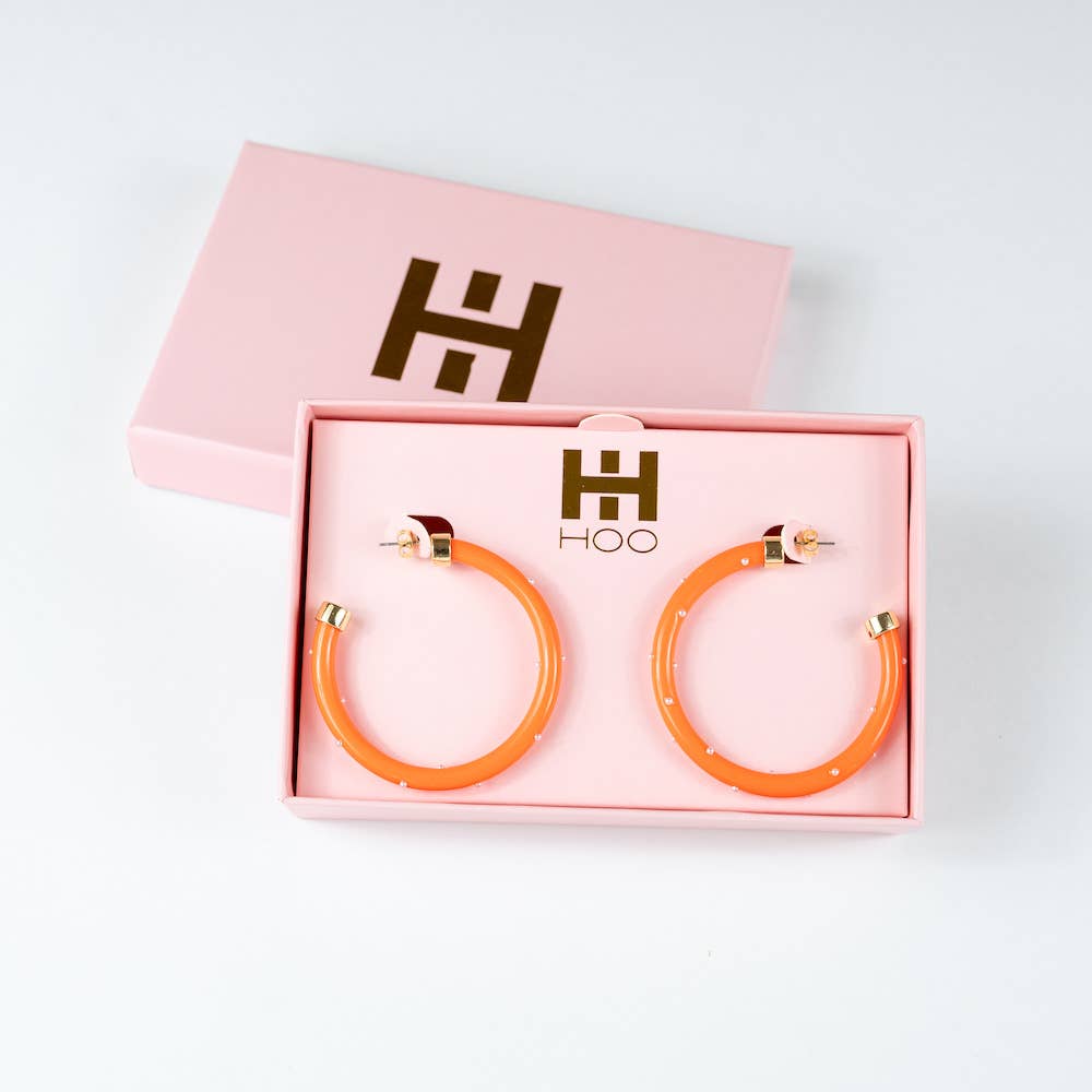 Orange Pearl 2-Inch Lightweight Acrylic Hoop Earrings