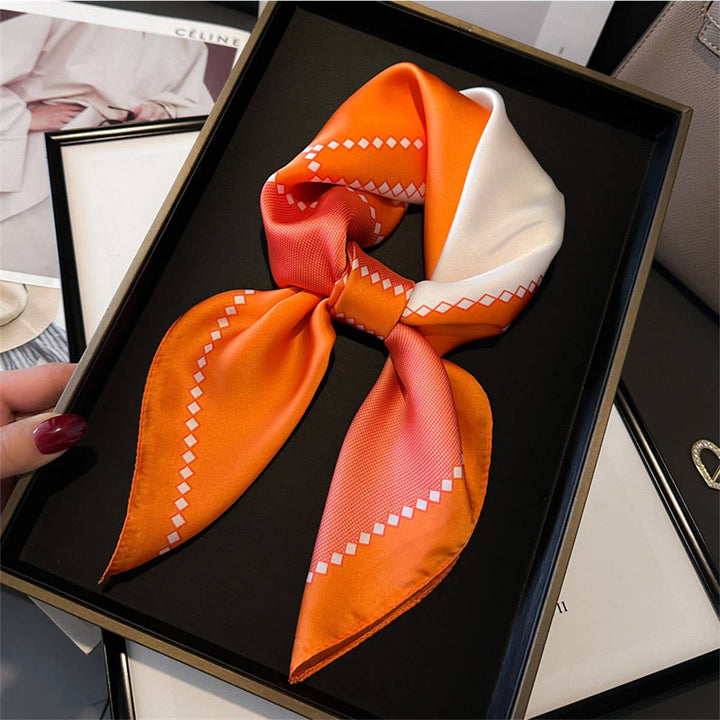 Peachy Pink Geometric Silk Scarf