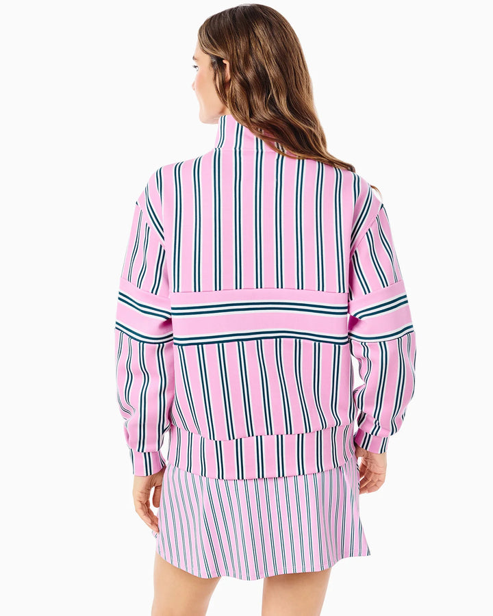 Soft Luxe Varsity Quarter Zip - Cotton Candy Triple Stripe