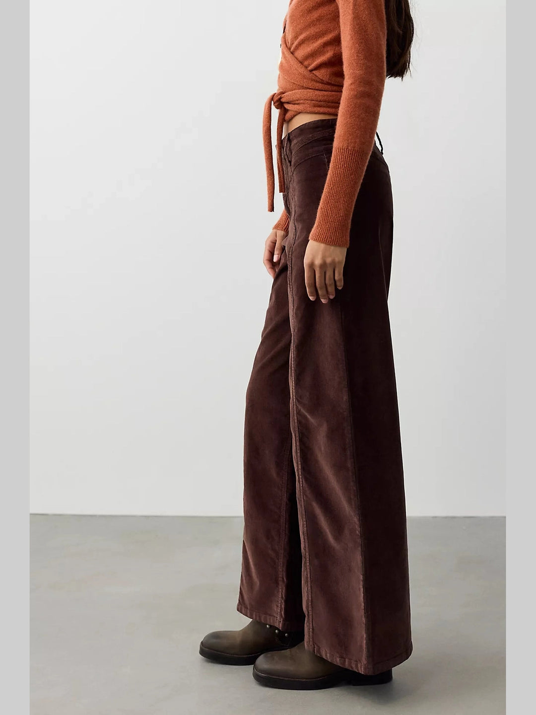 Free People Libre Wide Leg Cord- Shopping Bag Brown