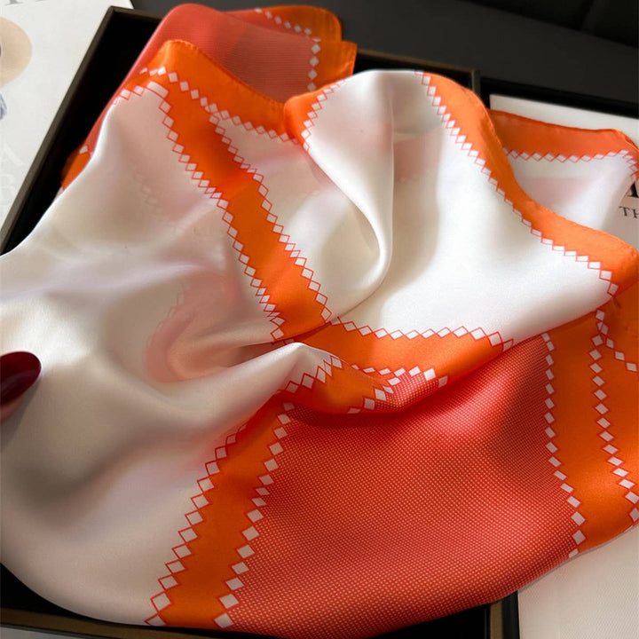 Peachy Pink Geometric Silk Scarf