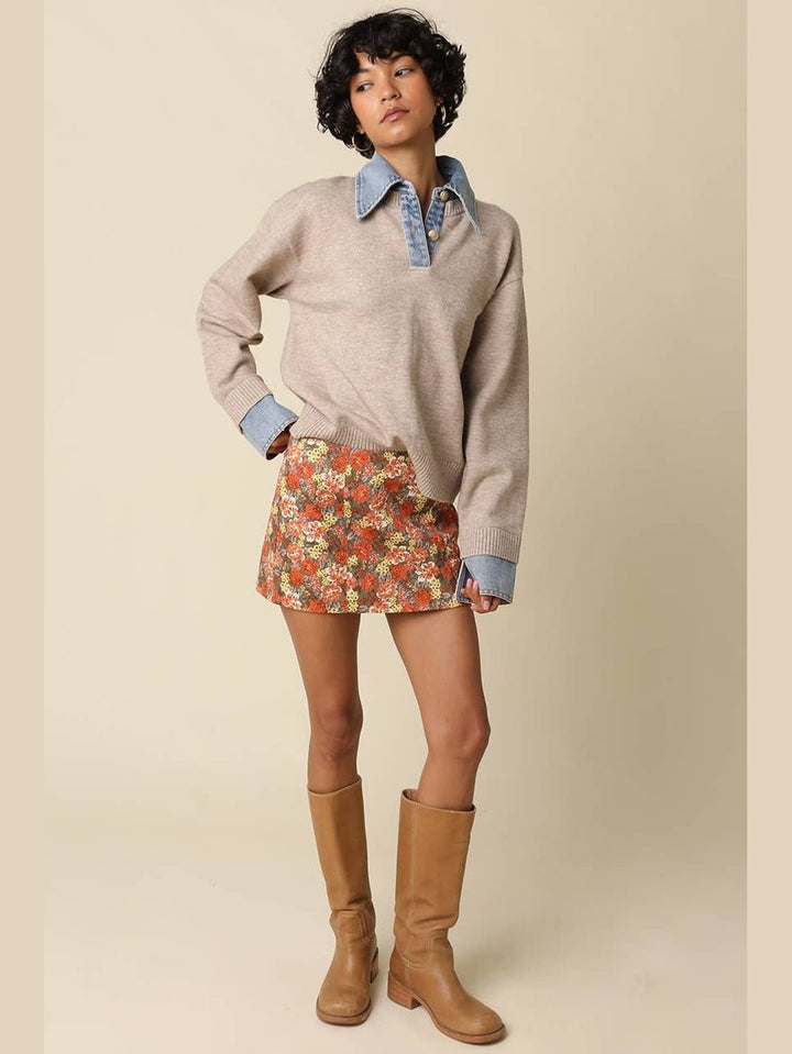 Emely Contrast Knit Top