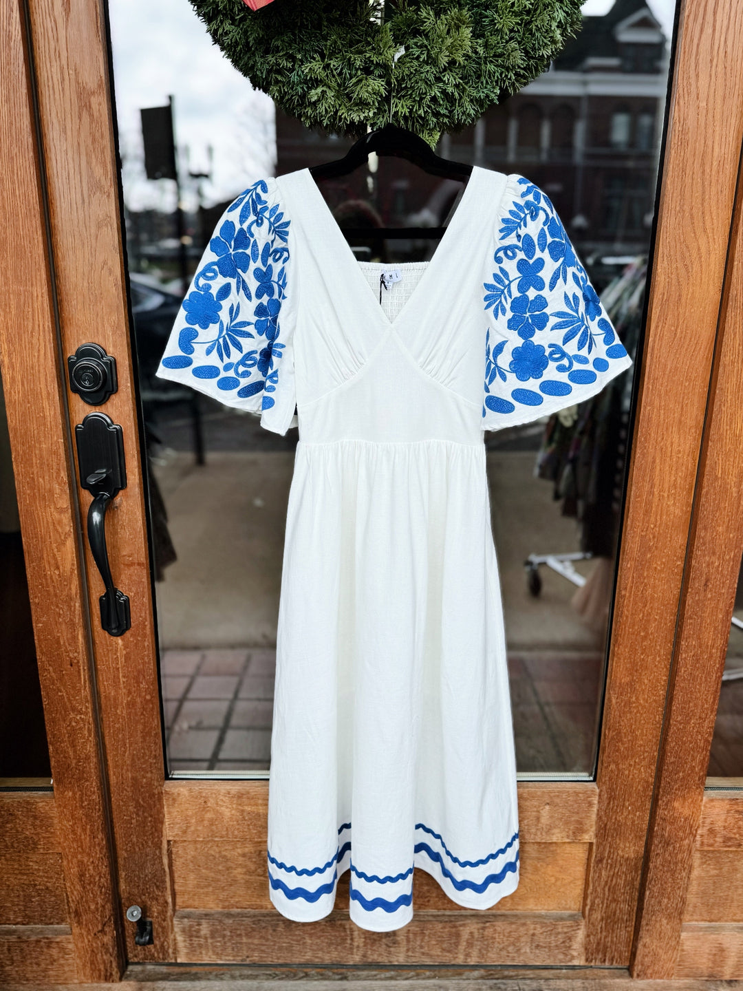 THML Indigo Embroidered Midi Dress - White Bo & Company THML Indigo Embroidered Midi Dress - White Bo & Company