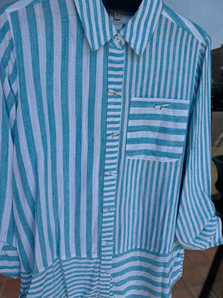 Multiples Roll Tab Button Front Shirt