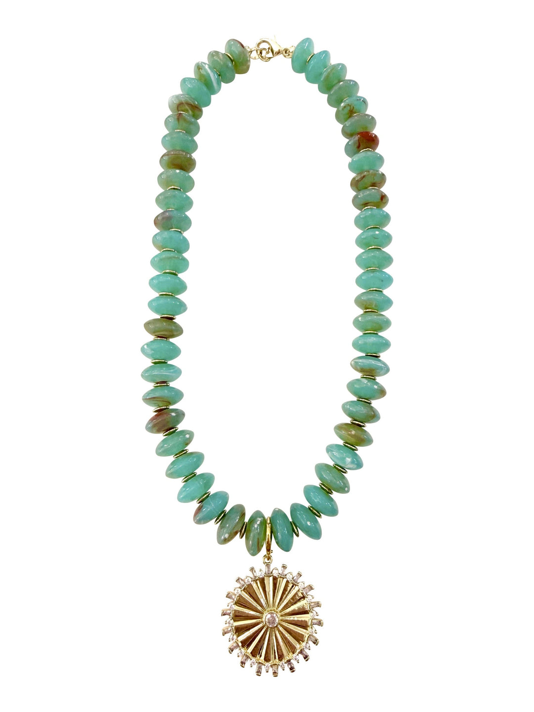 Bodhi Beaded Disc Charm Necklace - Turquoise