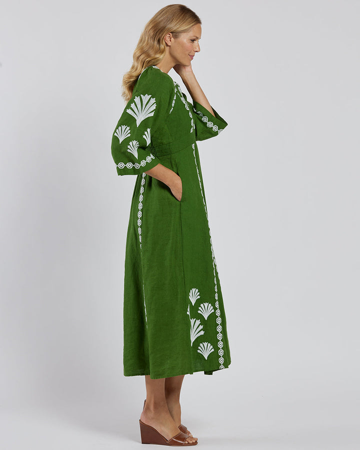 Jude Connally Clementine Dress- Garden Green White
