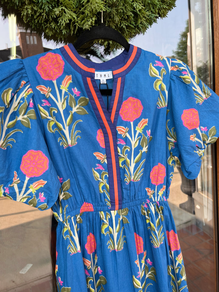 THML Puff Sleeve Flower Print Maxi Dress