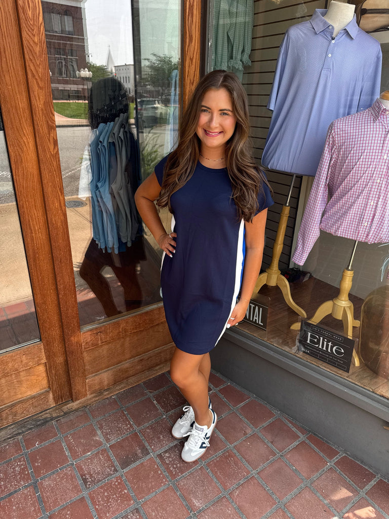 airessentials cinched t shirt dress Spanx Air Essentials Colorblock Mini T-Shirt – Bo & Company Ivory Strapless Lace Mermaid This versatile #A-line Color:As Photo(Without Cape)