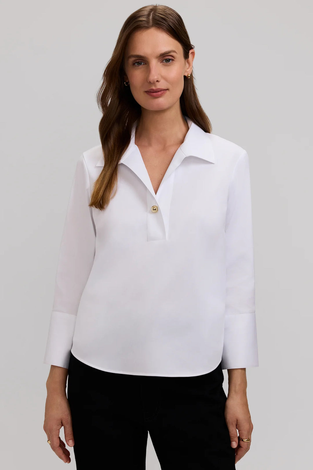 Catalina Stretch Matte Sateen 3/4 Sleeve Popover Shirt