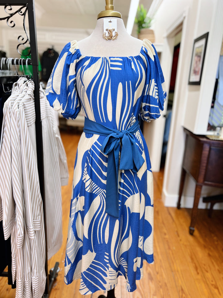 Jade Blue Deco Midi Dress