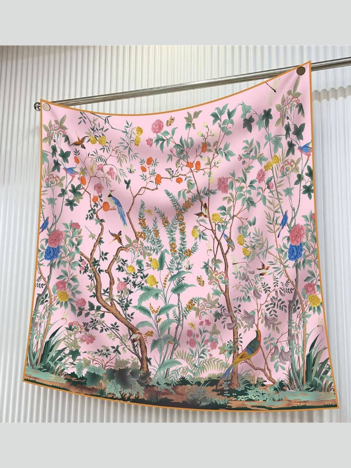 Jungle Birds Twill Silk Scarf